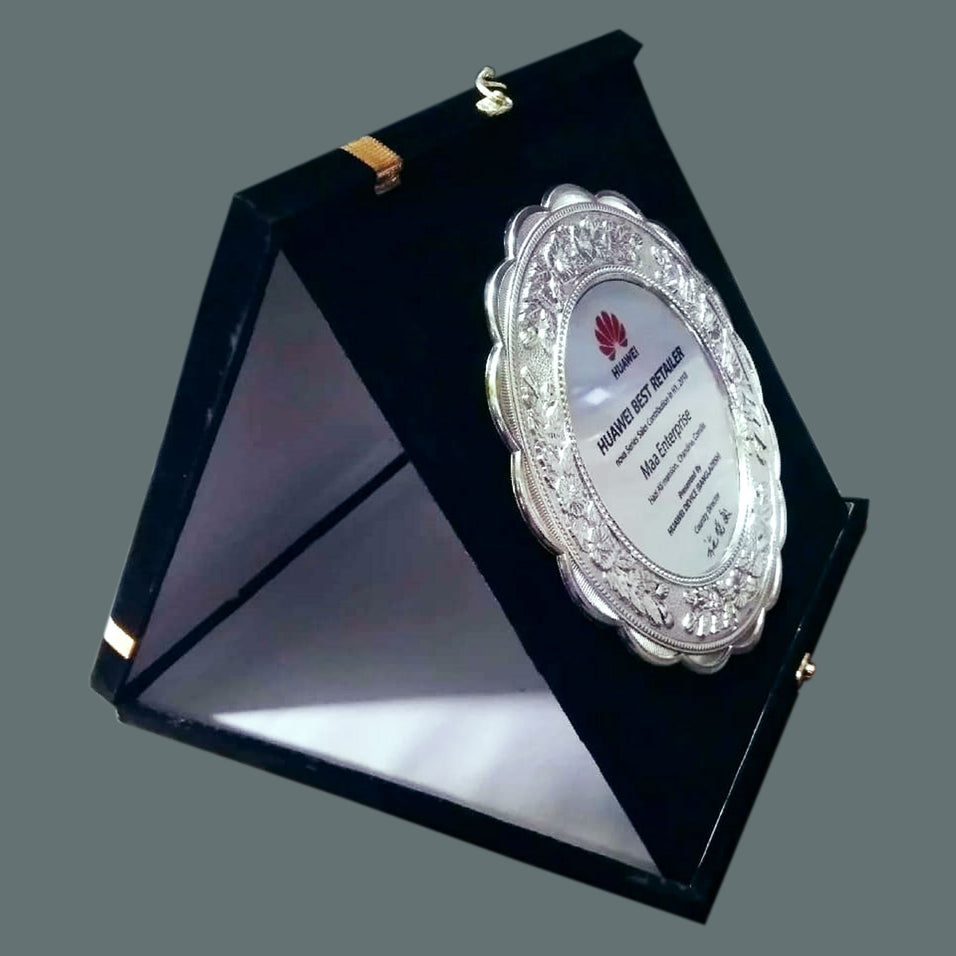 Silver Plated Box Folding Custom Wooden Plaque - Crystal Moments