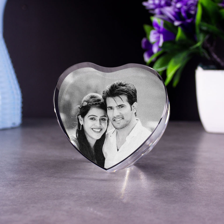 Personalized Heart Shape 3d Photo Crystal - Crystal Moments