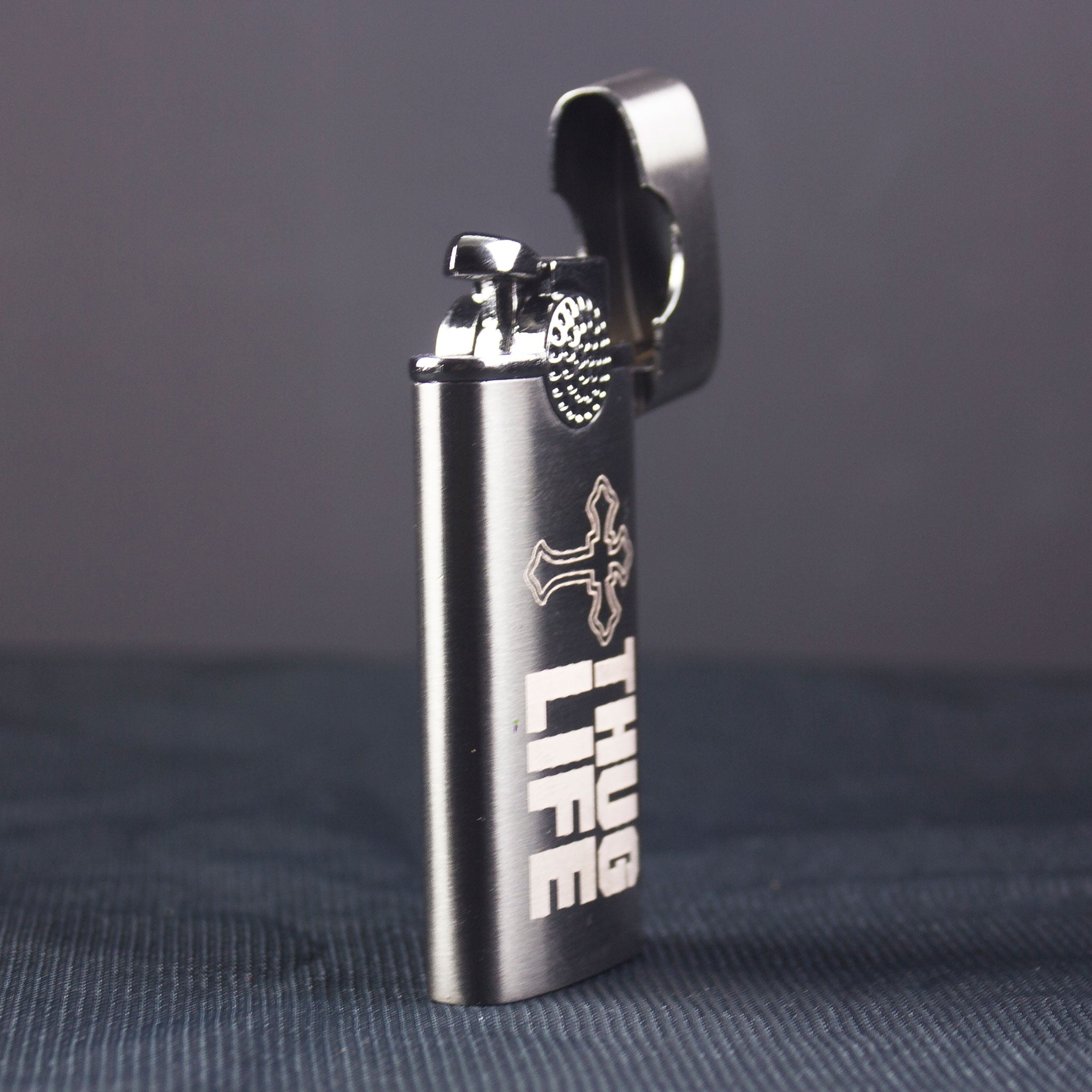 laser engraved personalized black metal lighter