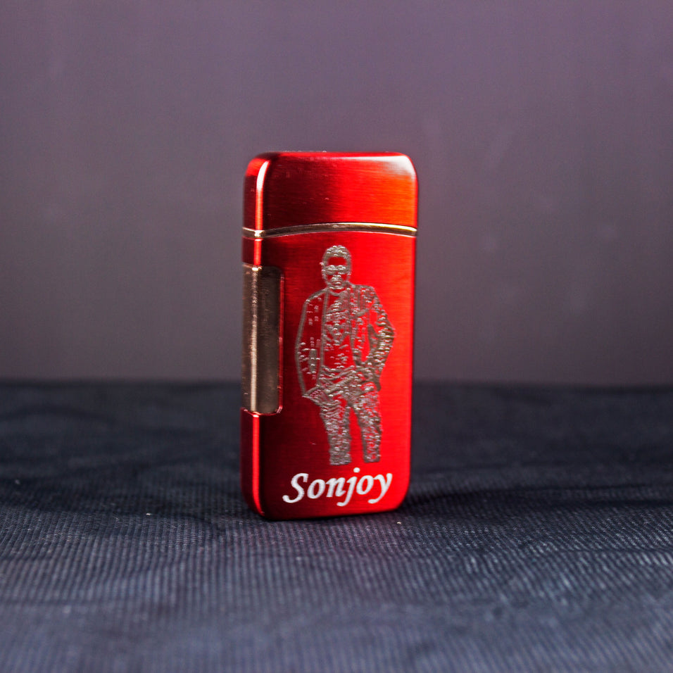 laser engraved personalized red metal lighter