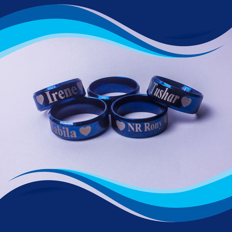 personalized engraved blue exotic finger ring