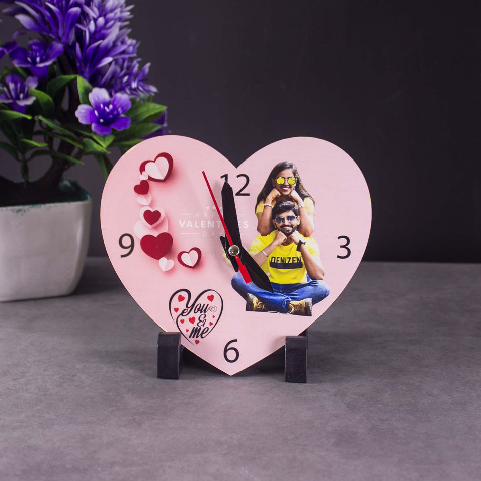 personalized wooden heart shaped clock