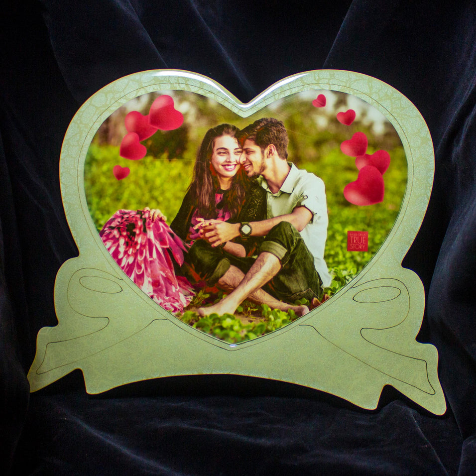 Wooden Heart Shape Color Photo Frame - Crystal Moments
