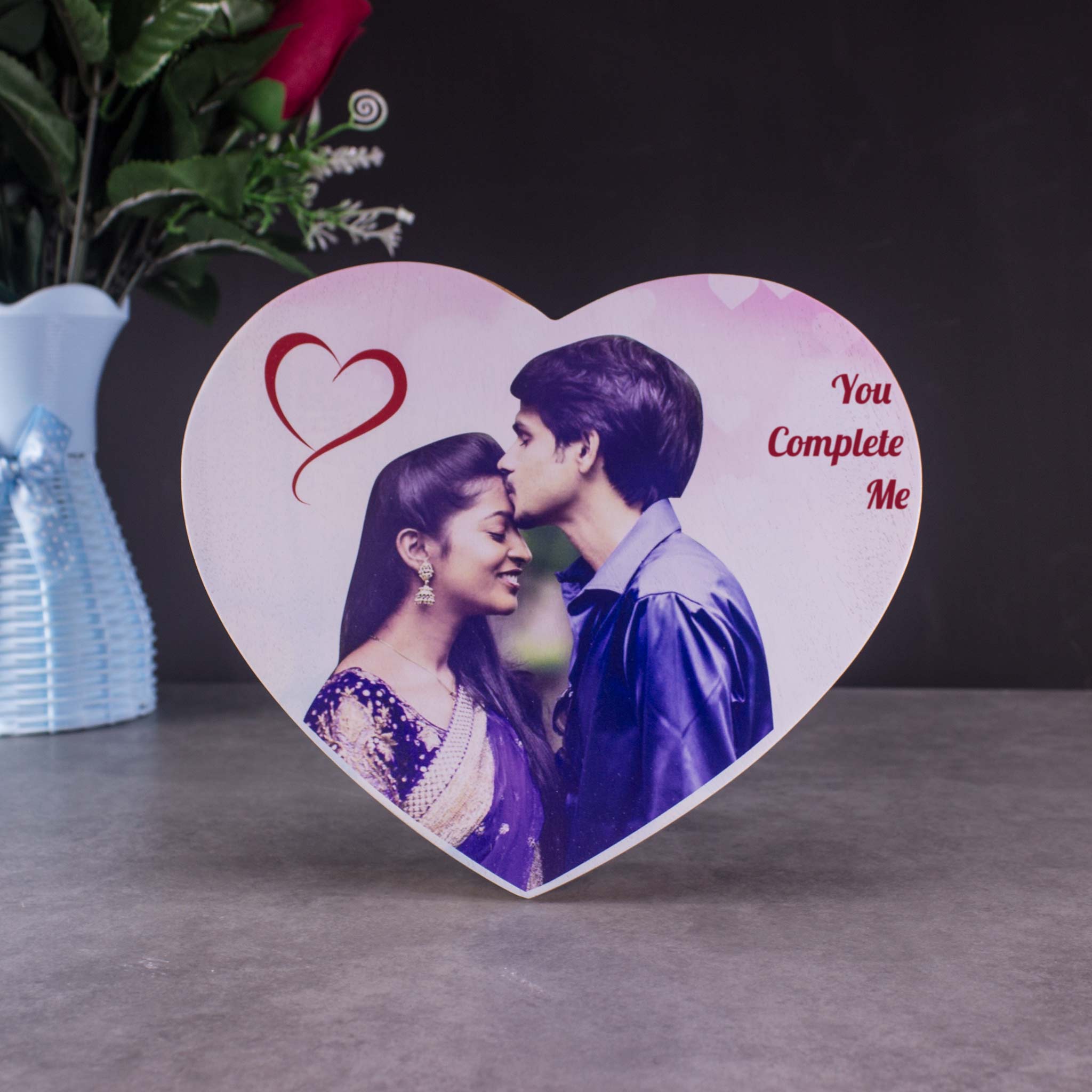 personalized wooden heart shaped color photo frame